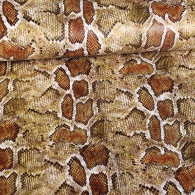 Stretch faux leather crocodile brown