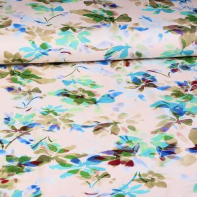 Woven viscose stretch twill flower