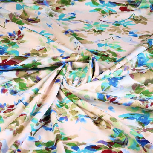 Woven viscose stretch twill flower