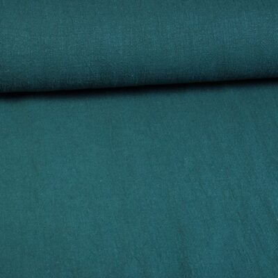 Linen fabric stone washed petrol