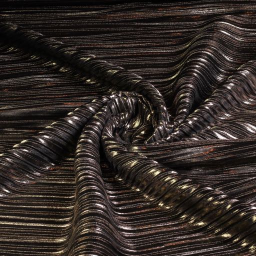 Plissé jersey stretch metallic bronze