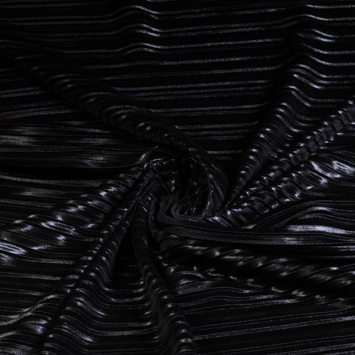 Plissé jersey stretch metallic black