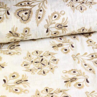 Cotton embroidery retro flower ecru
