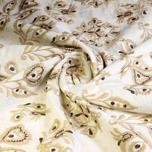 Cotton embroidery retro flower ecru