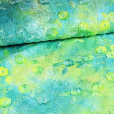 Poppy broderie tie dye green