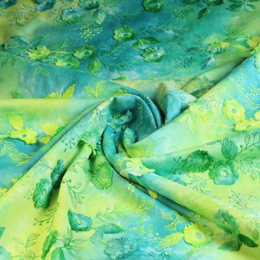 Poppy broderie tie dye green