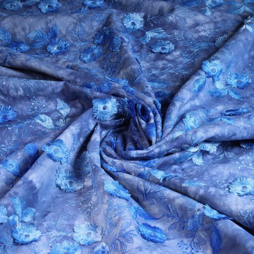 Poppy broderie tie dye blue