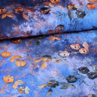 Poppy broderie tie dye blue brown