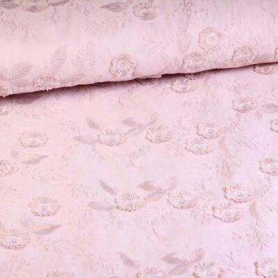 Catchy broderie bloem fabric old rose