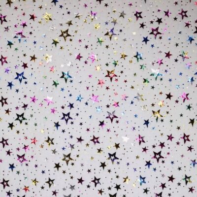 Faux fur white multicolor foil star