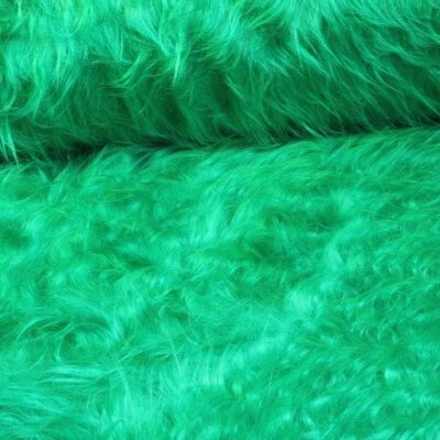 Long-pile faux fur fabric green