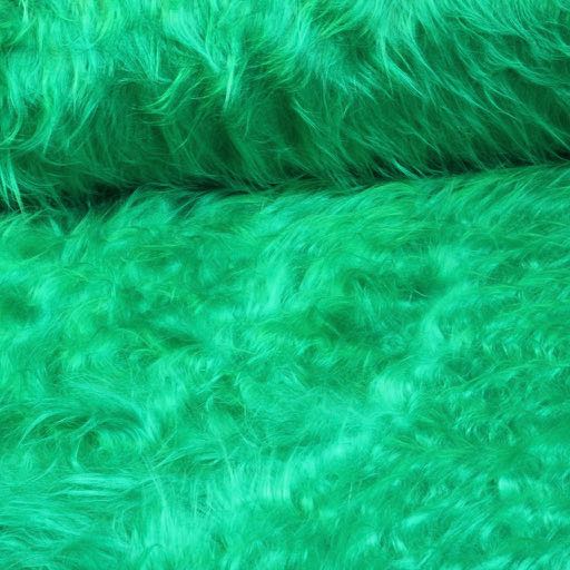 Long-pile faux fur fabric green