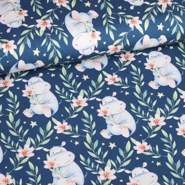 Tricot fabric digital print hippo jeans