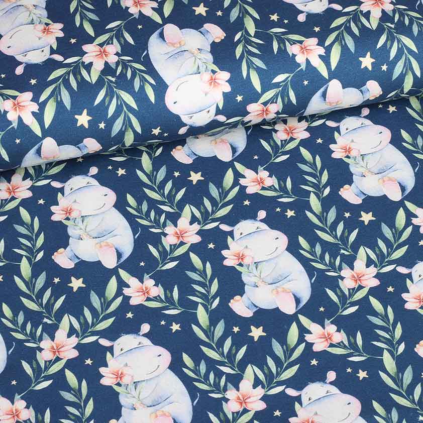 Tricot fabric digital print hippo jeans