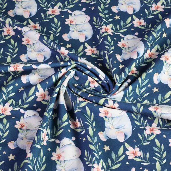 Tricot fabric digital print hippo jeans
