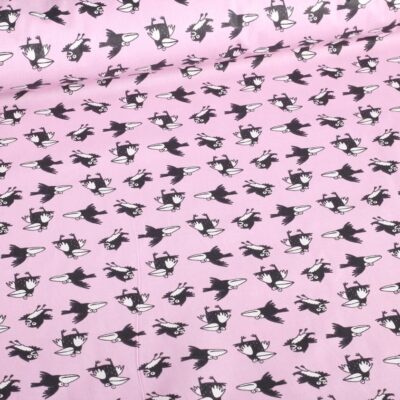 Poplin fabric crow pink