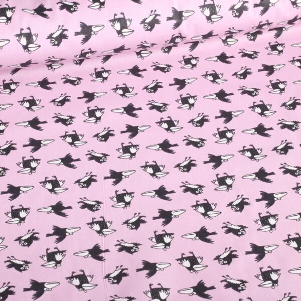 Poplin fabric crow pink