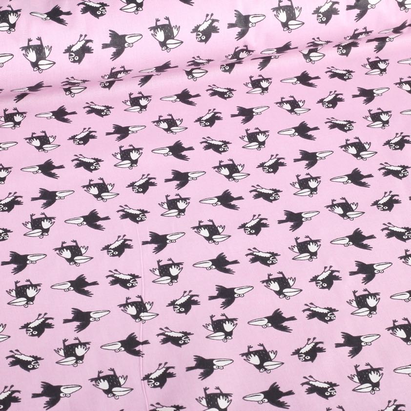Poplin fabric crow pink