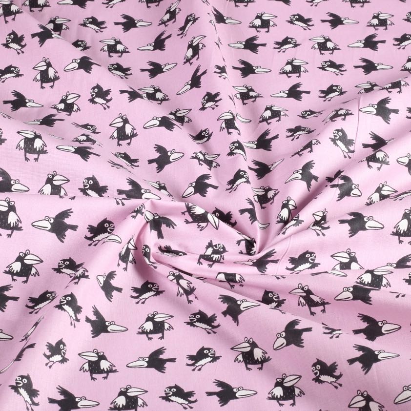 Poplin fabric crow pink