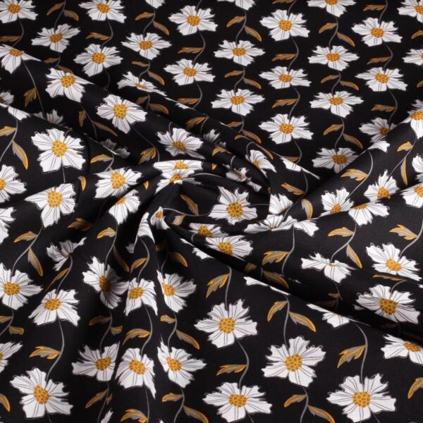 Poplin fabric fantasy daisies black
