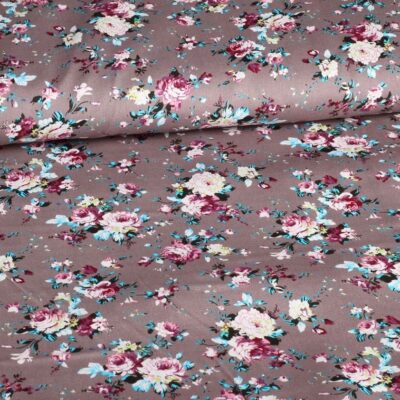 Poplin fabric small flowers grey