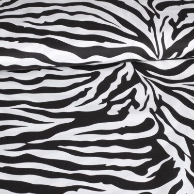 Poplin fabric zebra black white