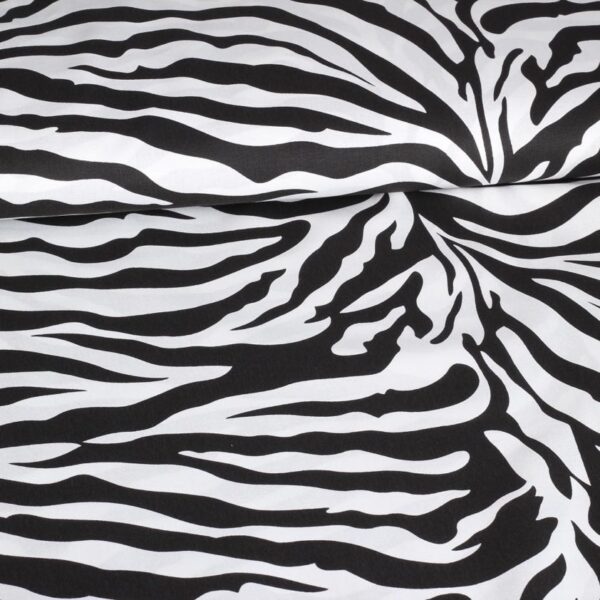 Poplin fabric zebra black white