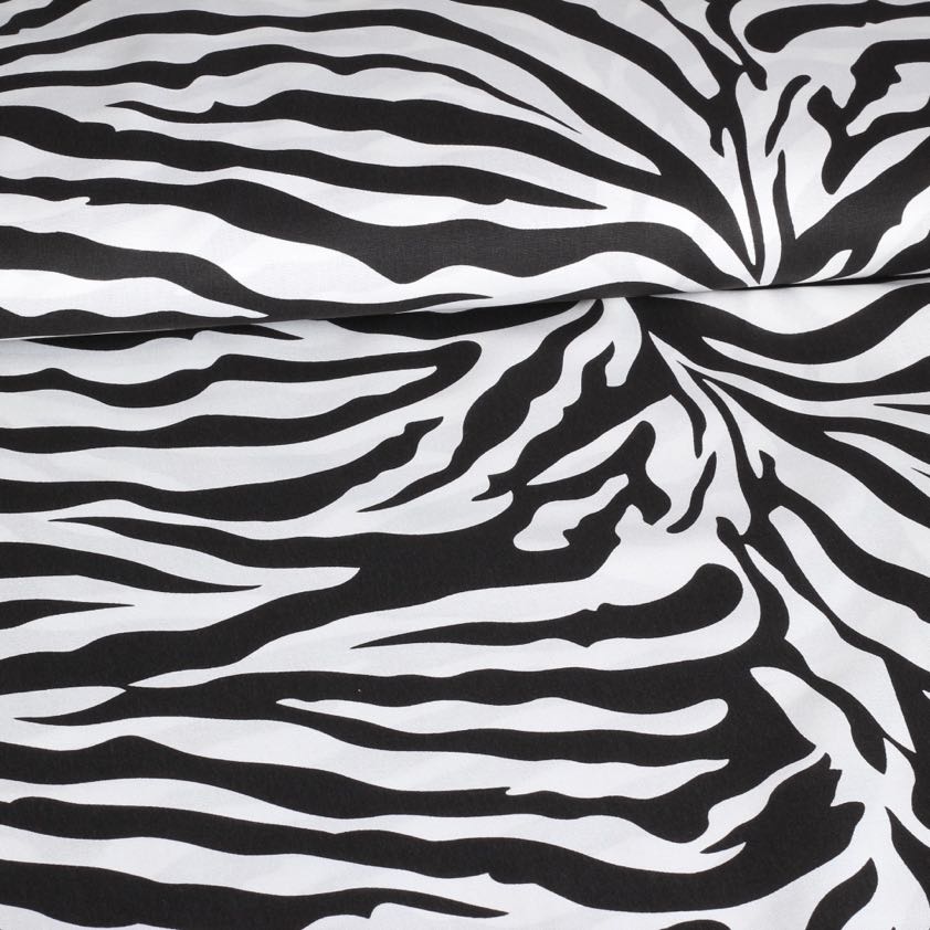 Poplin fabric zebra black white