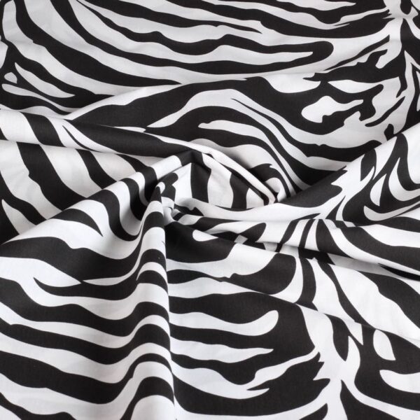 Poplin fabric zebra black white
