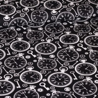 Poplin fabric clock black