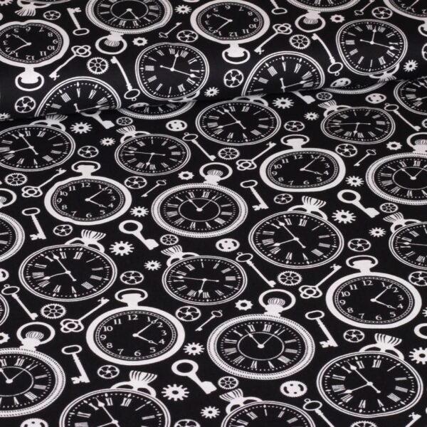 Poplin fabric clock black