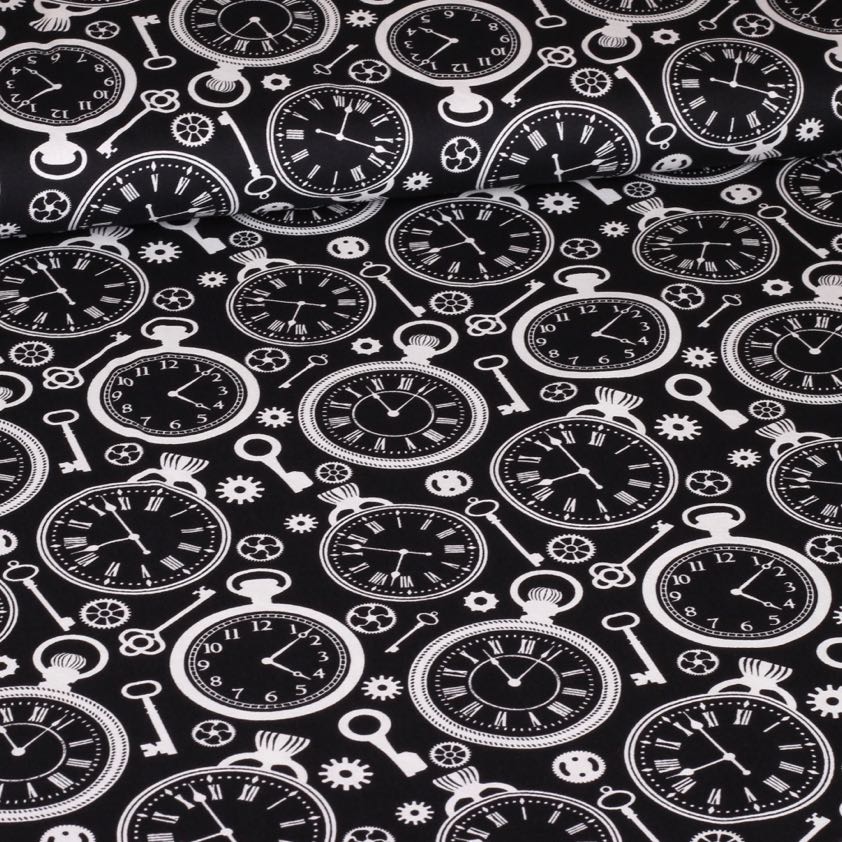 Poplin fabric clock black