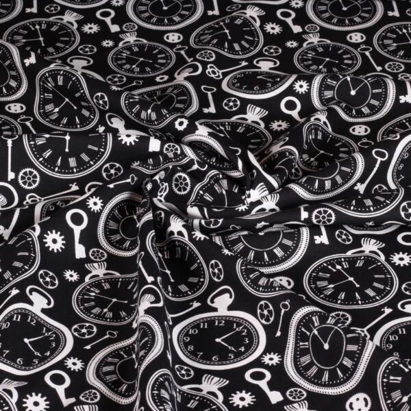 Poplin fabric clock black