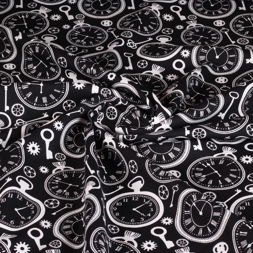 Poplin fabric clock black