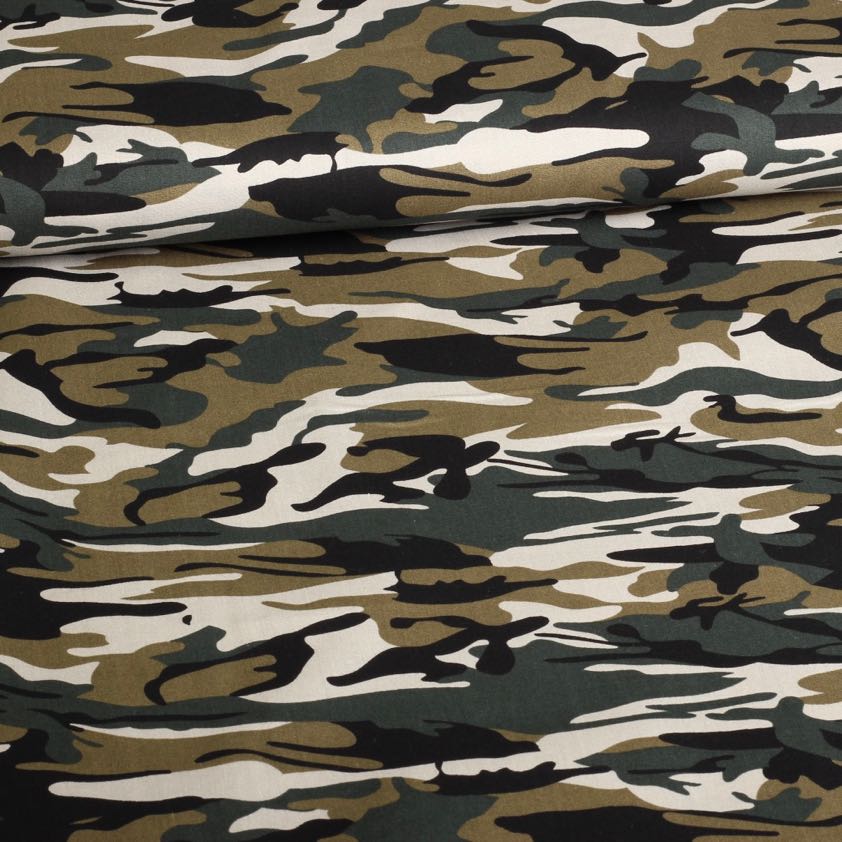 Poplin fabric camouflage green