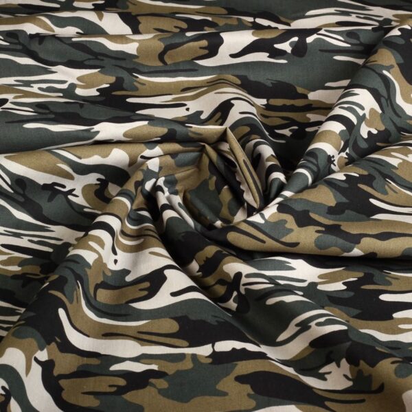 Poplin fabric camouflage green