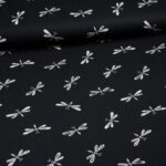 Poplin stof Libelle zwart wit