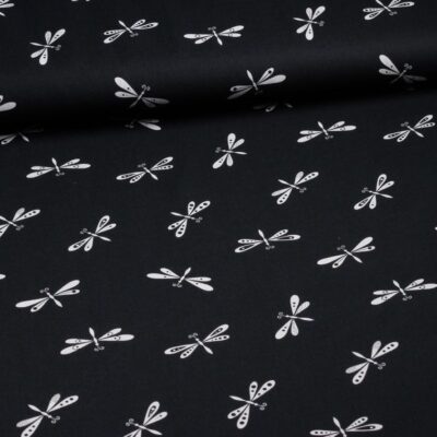 Poplin fabric Libelle black-white
