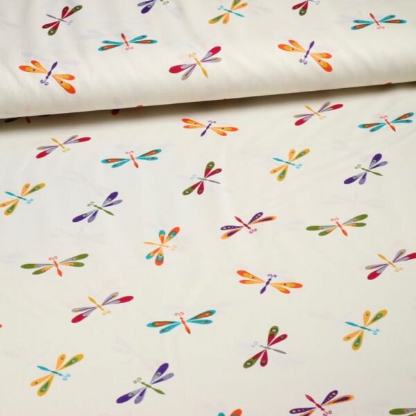 Poplin fabric libelle multicolor beige