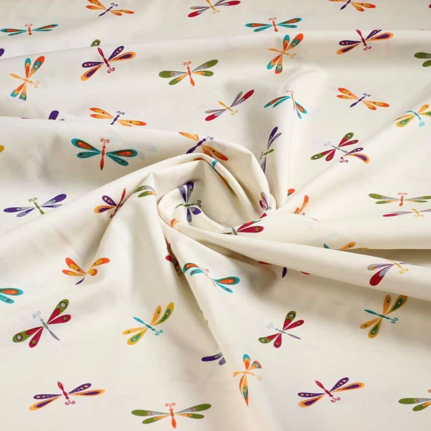 Poplin fabric libelle multicolor beige