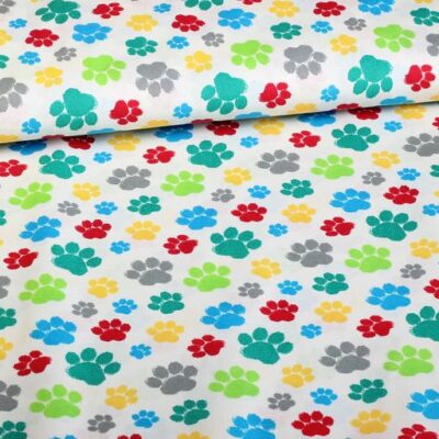 Dog paws fabric white