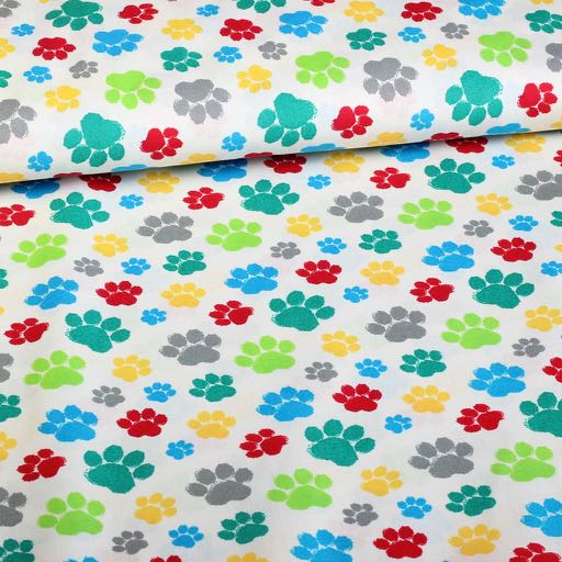 Dog paws fabric white