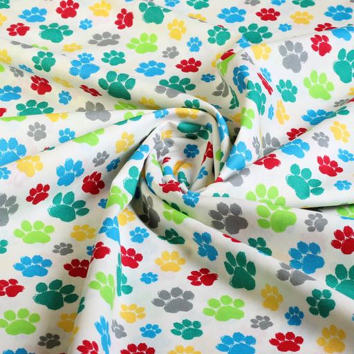 Dog paws fabric white