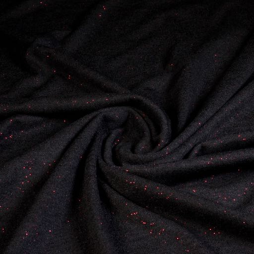 Jersey stretch black/glitter red