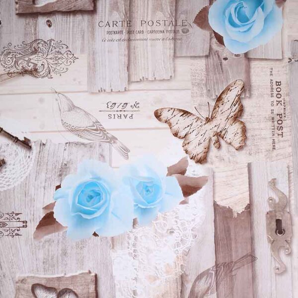 Tafelzeil Deluxe fabric rose/butterfly/key