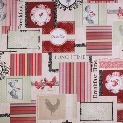 Deluxe tablecloth chicken/rooster/chick red