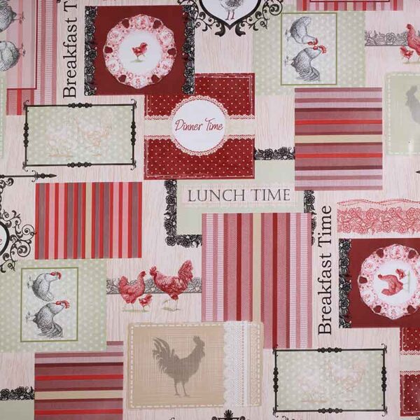 Deluxe tablecloth chicken/rooster/chick red