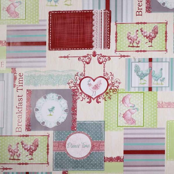 Tablecloth chicken rooster chick green