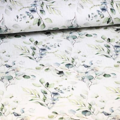 Hydrophilic Baby Cotton Digital Print Green Leaves