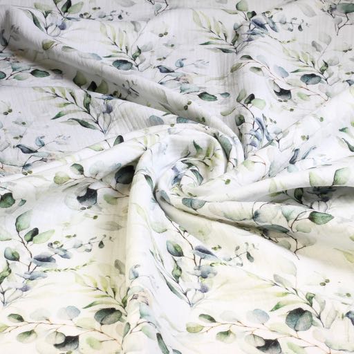 Hydrophilic Baby Cotton Digital Print Green Leaves